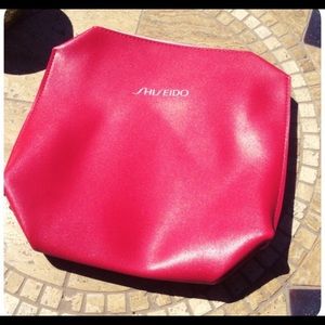 Shiseido red leather cosmetic bag brand new